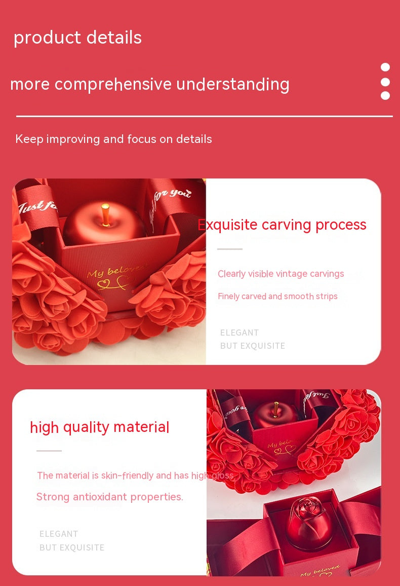 Regalo de San Valentín: Jabón, rosa, caja de regalo, colgante de cristal, collar, flor eterna, joyero, regalo de boda y cumpleaños para novia.