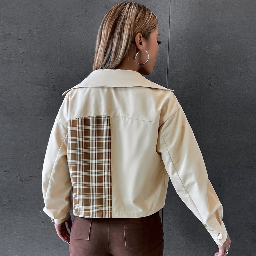 Clip de chaqueta corta informal de pana de un solo pecho