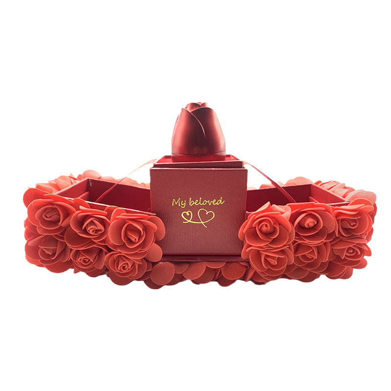 Regalo de San Valentín: Jabón, rosa, caja de regalo, colgante de cristal, collar, flor eterna, joyero, regalo de boda y cumpleaños para novia.