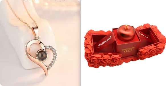 Regalo de San Valentín: Jabón, rosa, caja de regalo, colgante de cristal, collar, flor eterna, joyero, regalo de boda y cumpleaños para novia.