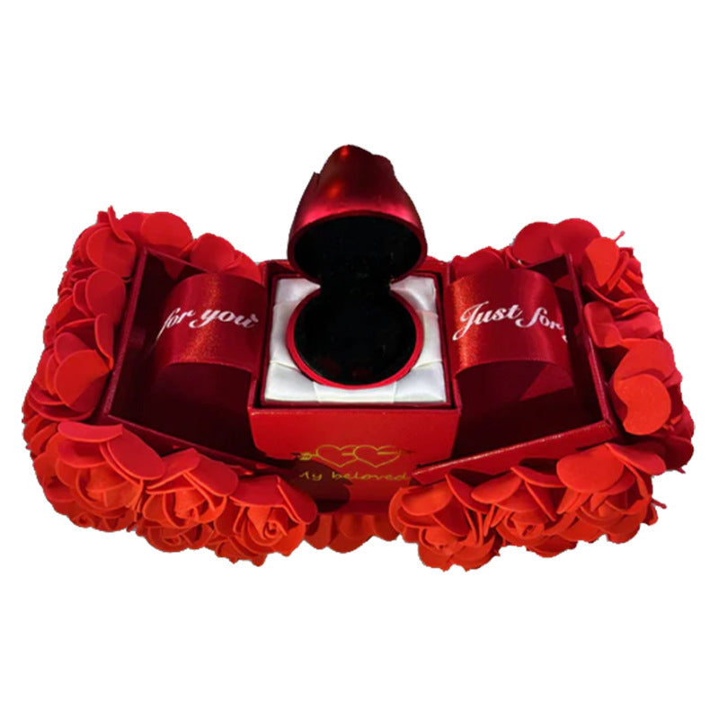 Regalo de San Valentín: Jabón, rosa, caja de regalo, colgante de cristal, collar, flor eterna, joyero, regalo de boda y cumpleaños para novia.