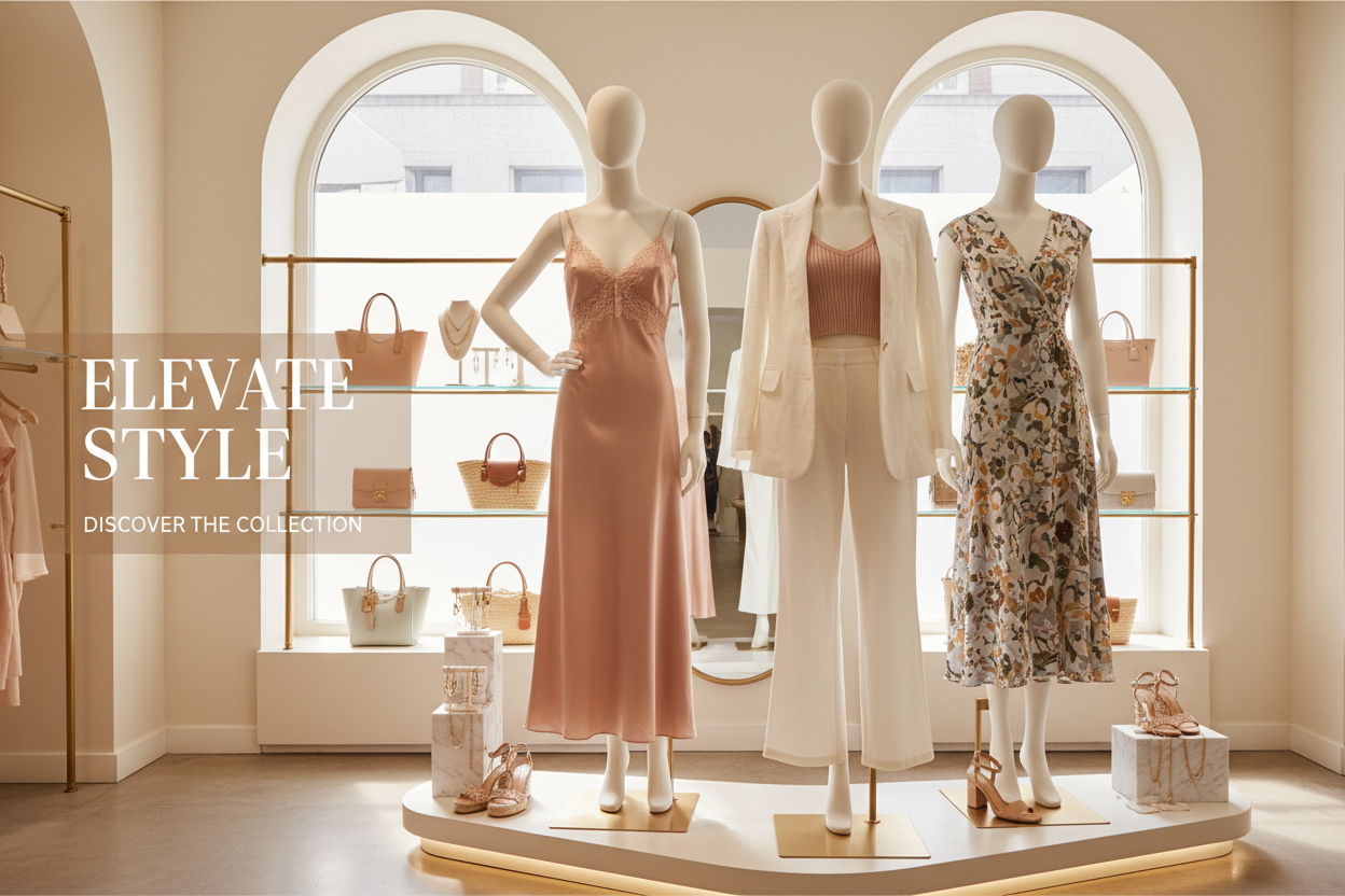 imagen de inicio para una tienda de moda de mujer, ropa y accesorios 